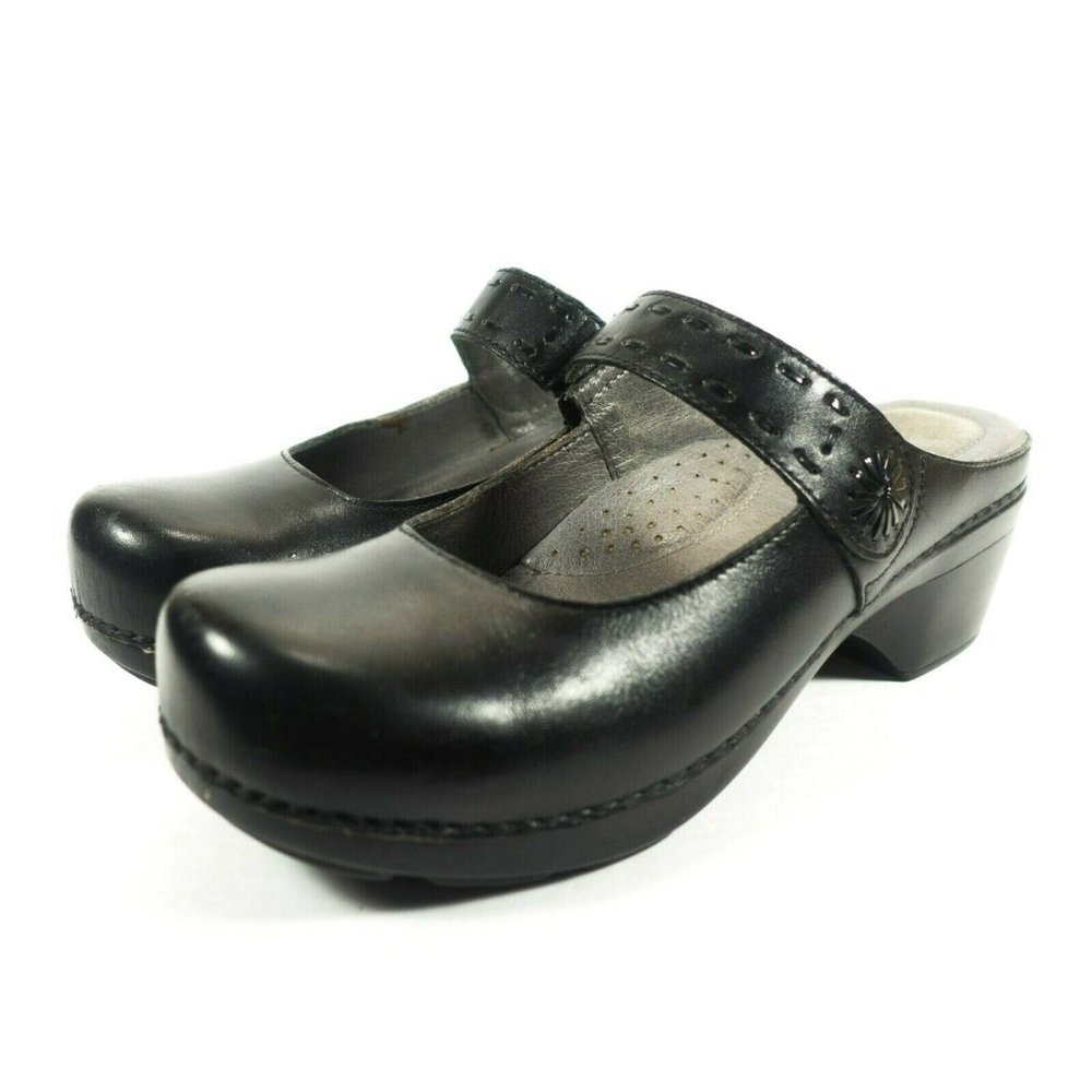 Dansko Mary Jane Black Leather Slip On Mules